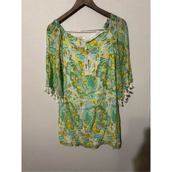 Brand New Trina Turk Women’s XS Amaris Off the Shoulder Clearwater Multi Dress - Picture 1 of 7
